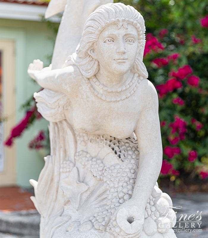 Marble Fountains  - Marble Mermaid Fountain - MF-1558